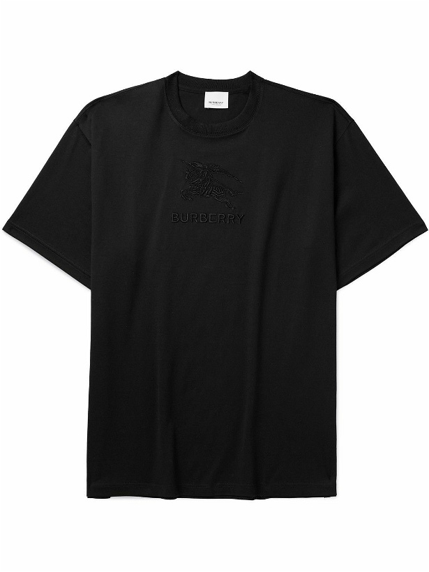 Photo: Burberry - Logo-Embroidered Cotton-Jersey T-Shirt - Black