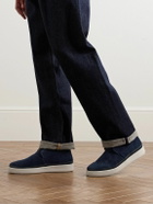Mulo - Leather-Trimmed Waxed-Suede Chukka Boots - Blue