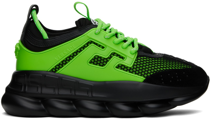 Photo: Versace Black & Green Chain Reaction Sneakers