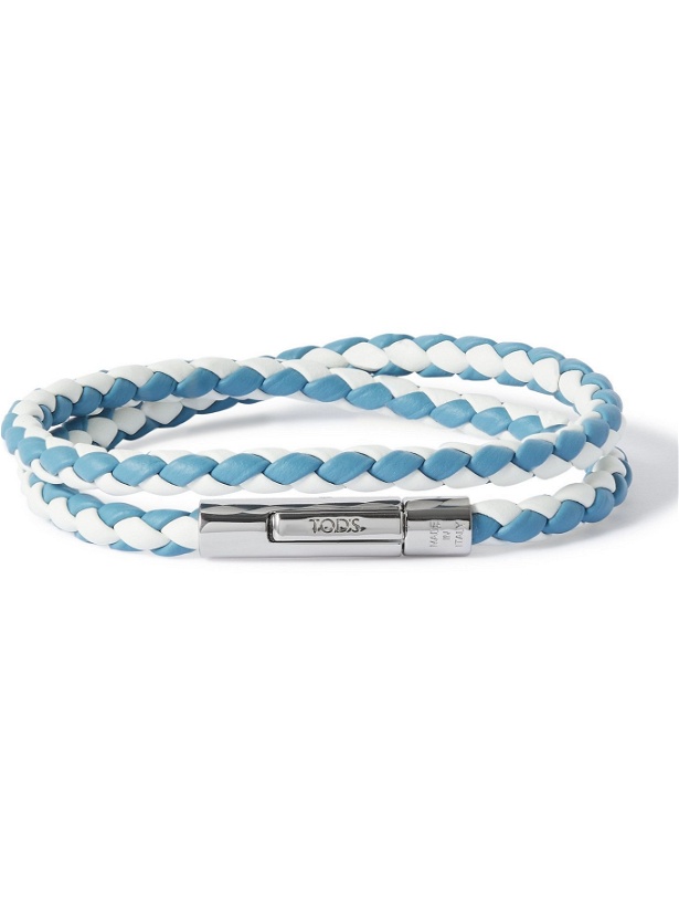 Photo: TOD'S - Woven Leather and Silver-Tone Bracelet - Blue