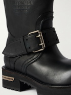 Balenciaga - Venom Logo-Debossed Distressed Leather Boots - Black