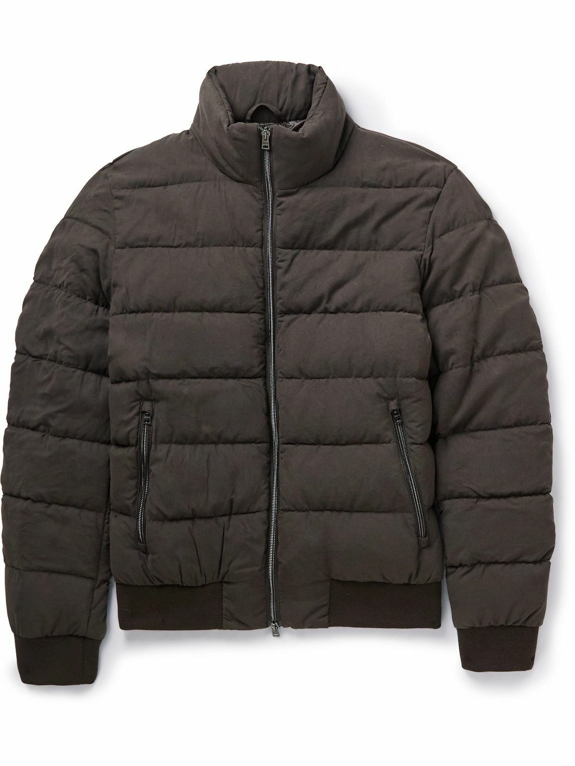 Herno - Quilted Faux Suede Down Jacket - Gray Herno