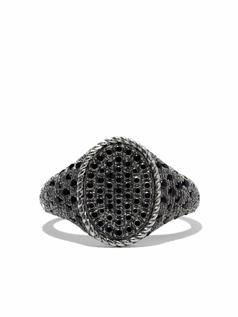 Yvonne Léon 18K Black Gold Diamond Signet Ring