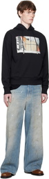 Jean Paul Gaultier Black Printed Fire Hoodie