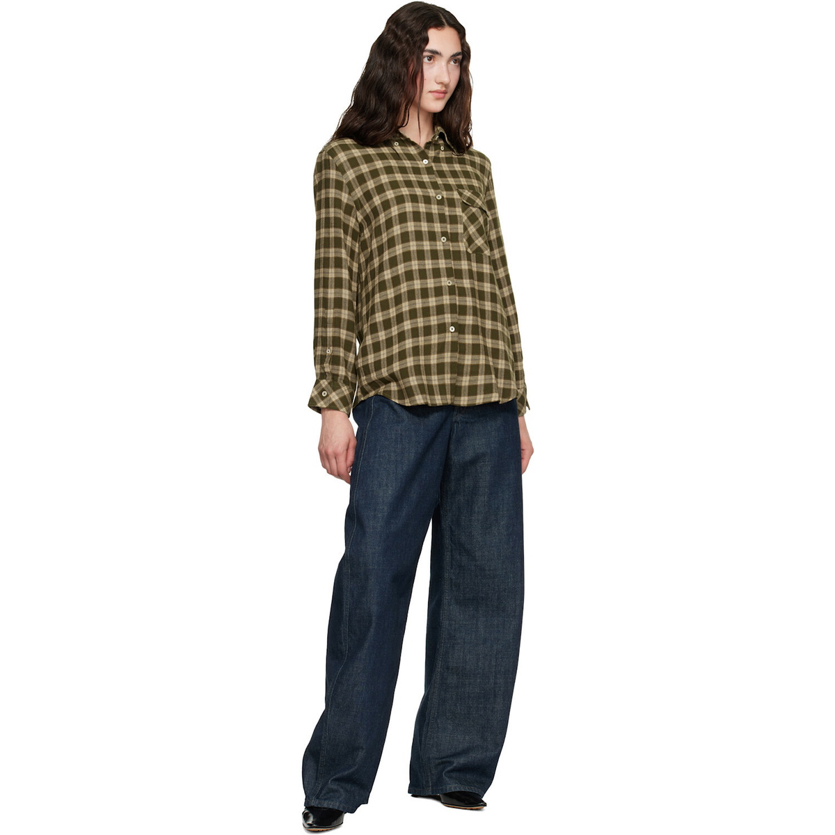 Wales Bonner Brown Brushed Overcheck Ritual Shirt