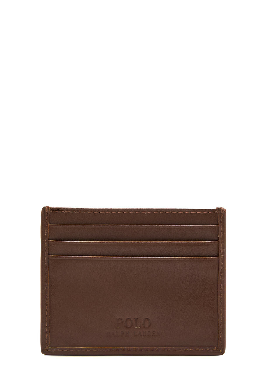 Polo Ralph Lauren Bear Leather Card Holder - Brown - One Size | Sale for Rewards Members