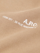 A.P.C. - Logo-Print Cotton-Jersey Hoodie - Neutrals