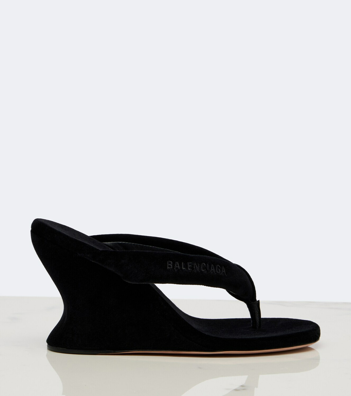Balenciaga Gaeta velvet wedge thong sandals
