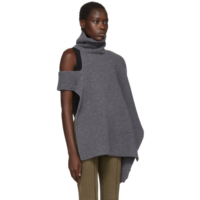 Ports 1961 Grey Fully Fashioned Poncho Turtleneck