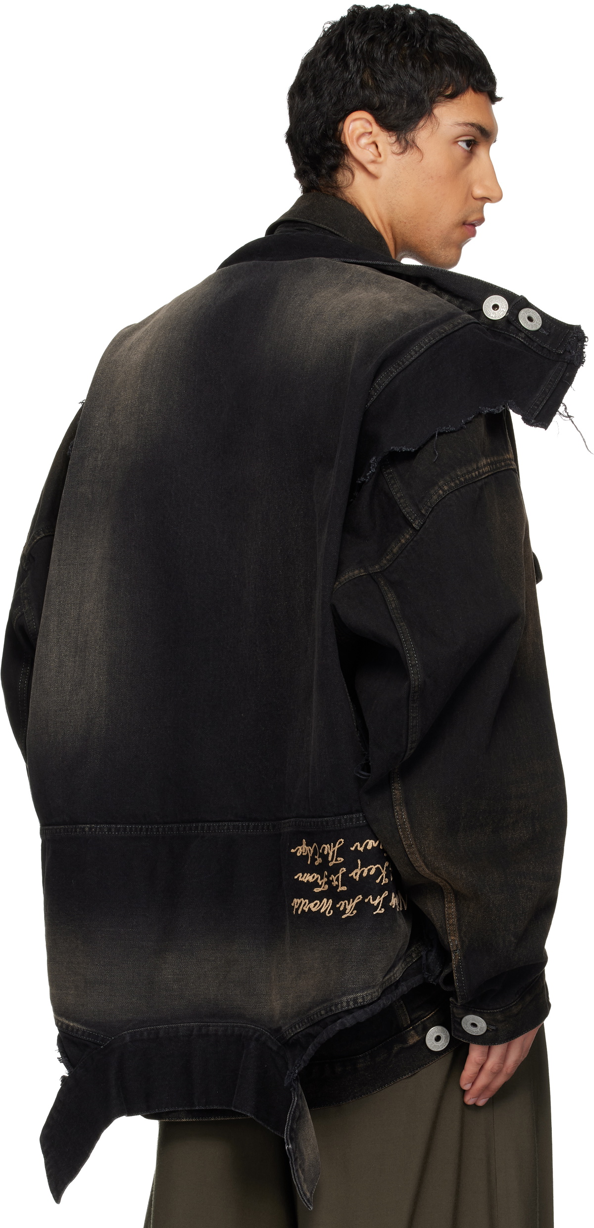 Maison MIHARA YASUHIRO Black Deconstructed Denim Jacket
