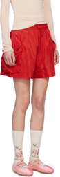 Simone Rocha Red Cargo Pocket Flare Shorts