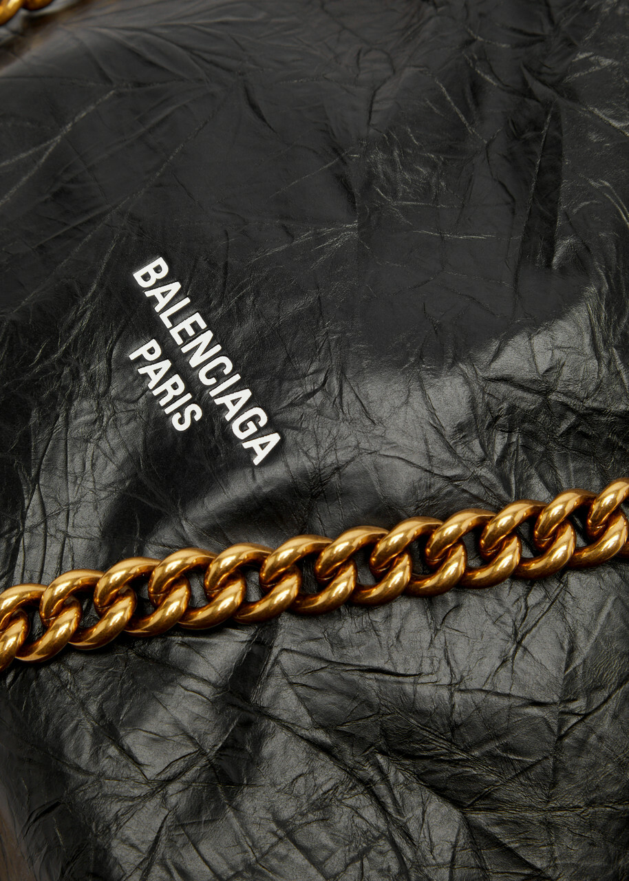 Balenciaga Crush Small Crinkled Leather Bucket bag - Black - One Size