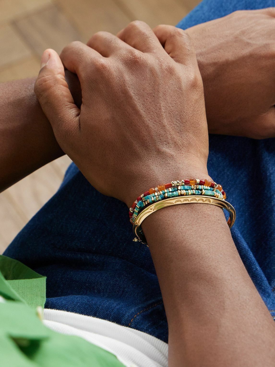 Peyote Bird - Set of Three Gold-Plated Multi-Stone Bracelet