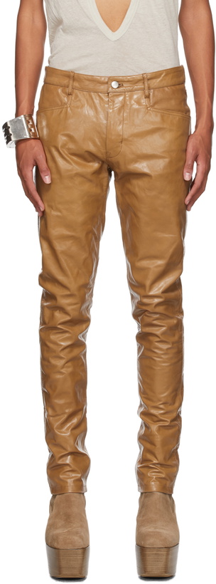 Photo: Rick Owens Tan Leather Tyrone Pants