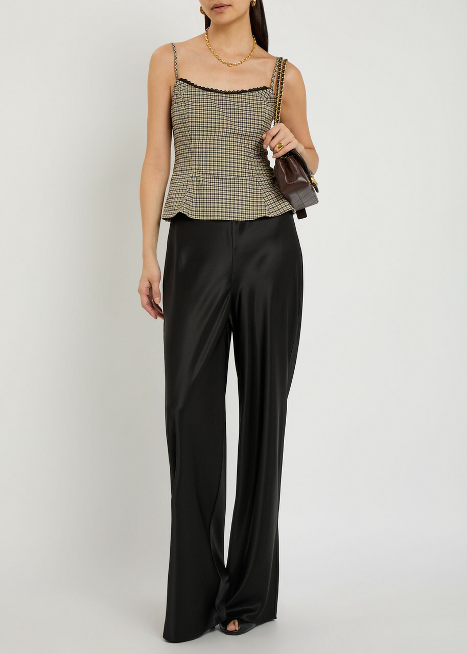 Reformation Gale Straight-leg Satin Trousers Black