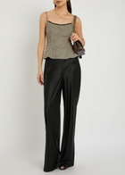 Reformation Gale Straight-leg Satin Trousers Black