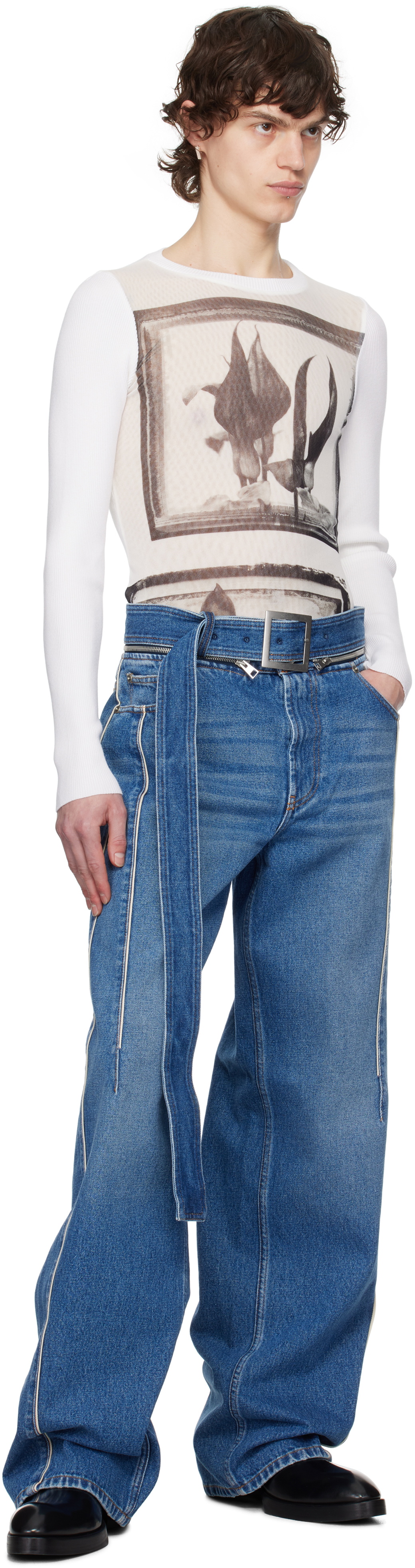 Jean Paul Gaultier Blue 'The Belted Denim' Jeans