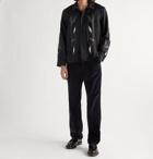 OUR LEGACY - Leather-Appliquéd Embroidered Wool Shirt - Black