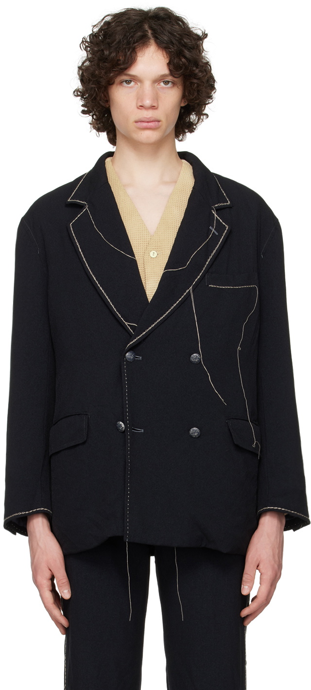 Kuro Black Loose Thread Blazer Kuro