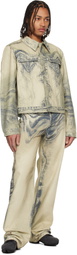 CAMPERLAB Beige Distorted Print Denim Jacket