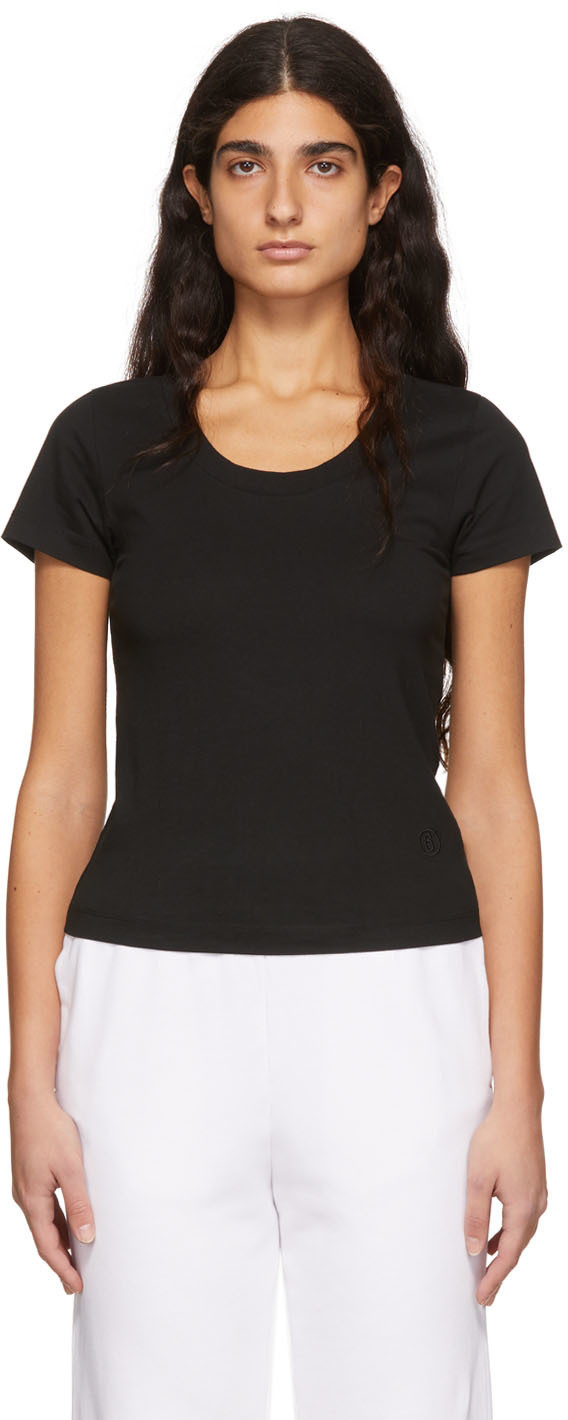 MM6 Maison Margiela Three-Pack Black Cotton T-Shirts MM6 Maison Margiela