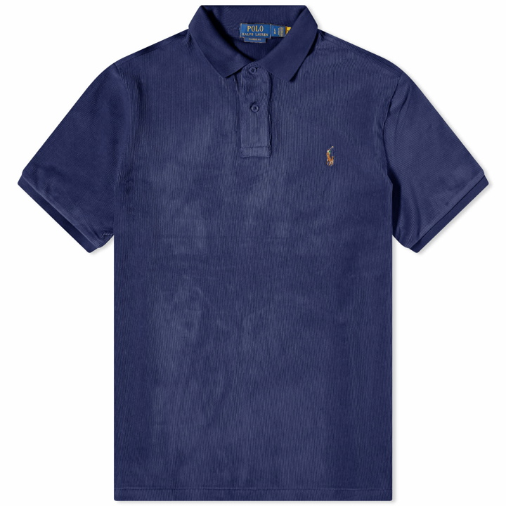 Photo: Polo Ralph Lauren Men's Knitted Cord Polo Shirt in Newport Navy