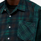 Needles Men's 7 Cuts Wide Over Dyed Flannel Shirt in Green