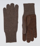 Brunello Cucinelli Cashmere and suede gloves