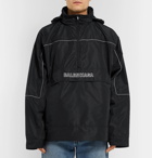Balenciaga - Logo-Embroidered Ripstop Half-Zip Hooded Jacket - Men - Black