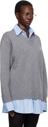 Balenciaga Gray Layered Shirt V-Neck Sweater