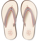 Brunello Cucinelli - Striped Webbing, Leather and Rubber Flip Flops - White