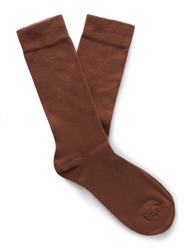 Photo: Sunspel - Stretch Cotton-Blend Socks - Brown