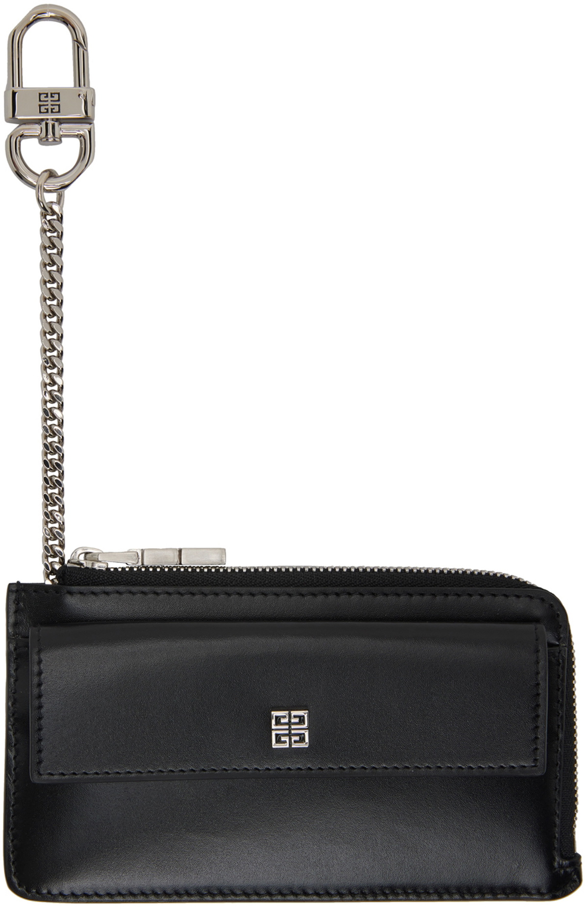Givenchy Black Leather 4G Zipped Card Holder Givenchy