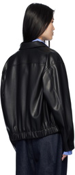 LE17SEPTEMBRE Black Spread Collar Faux-Leather Jacket