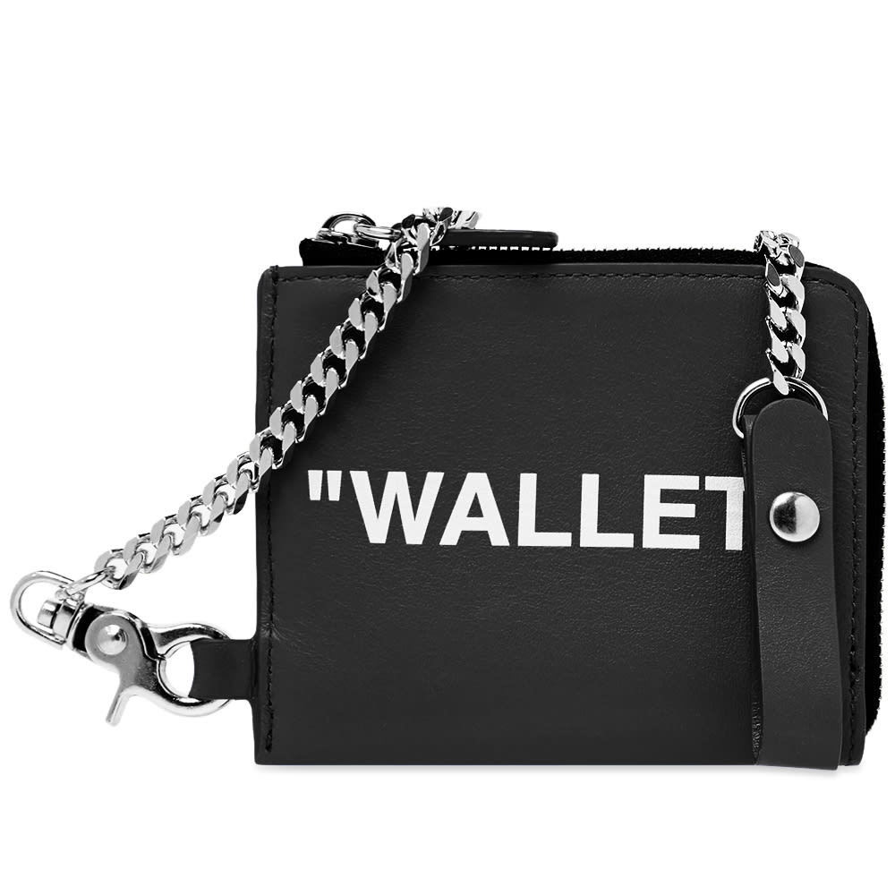 Off White Black Jitney Quote Wallet on Chain Leather Pony-style