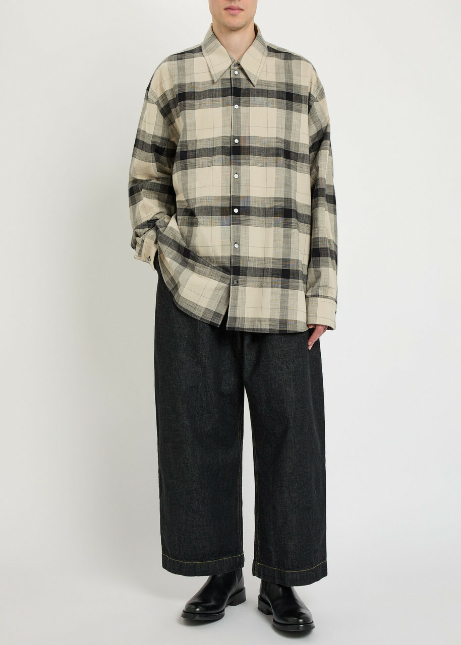 Studio Nicholson Single Pleat Wide-leg Jeans Black