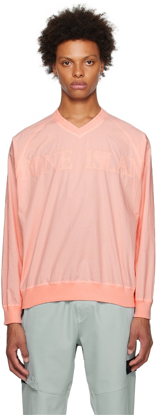 Photo: Stone Island Pink V-Neck Sweatshirt