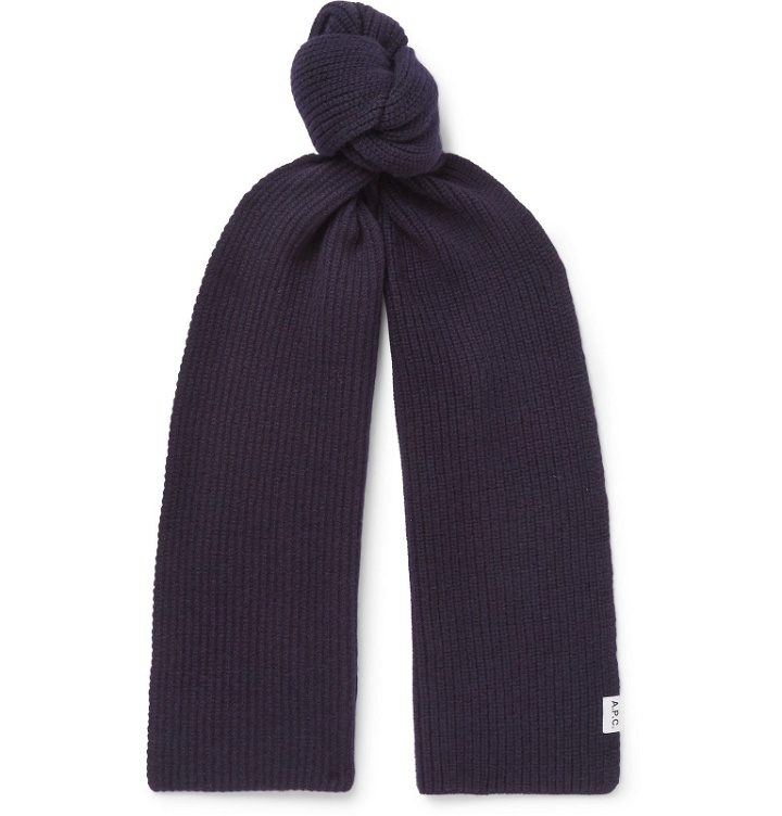 Photo: A.P.C. - Ribbed Wool Scarf - Blue