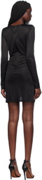 Atlein Black Open Front Ruched Minidress