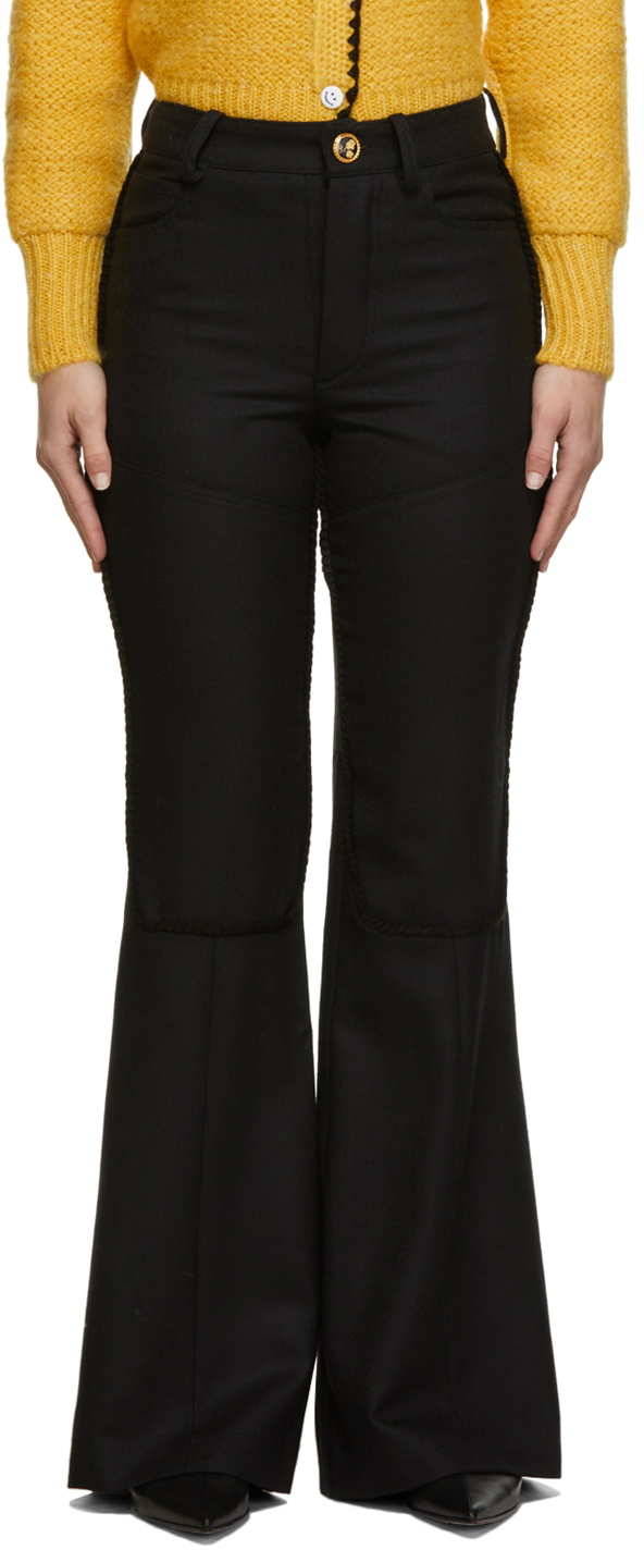 Cormio Black Bianca Contrast Flare Trousers