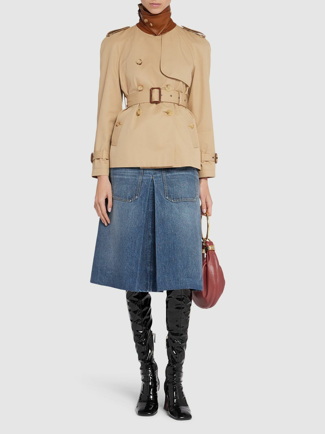 CHLOÉ Cotton Gabardine Short Trench Coat