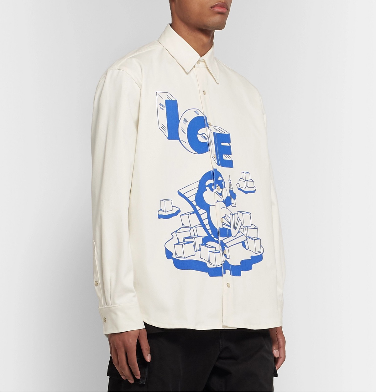Resort Corps - Printed Denim Overshirt - White