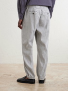 James Perse - Straight-Leg Linen-Blend Canvas Drawstring Trousers - Gray