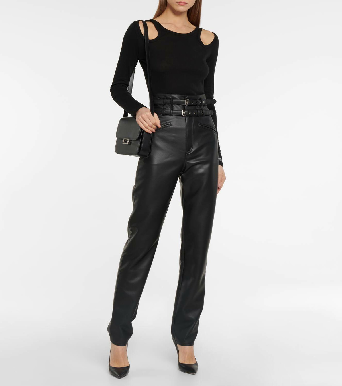 Philosophy di Lorenzo Serafini Faux-leather high-rise straight pants