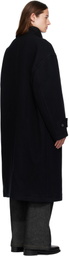 COOR Black Virgin Wool High-Neck Coat