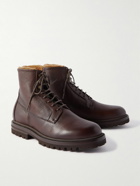 Brunello Cucinelli - Shearling-Lined Full-Grain Leather Boots - Brown