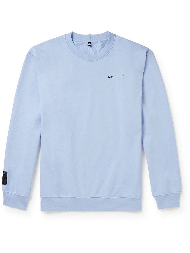 Photo: MCQ - Logo-Appliquéd Printed Cotton-Jersey Sweatshirt - Blue