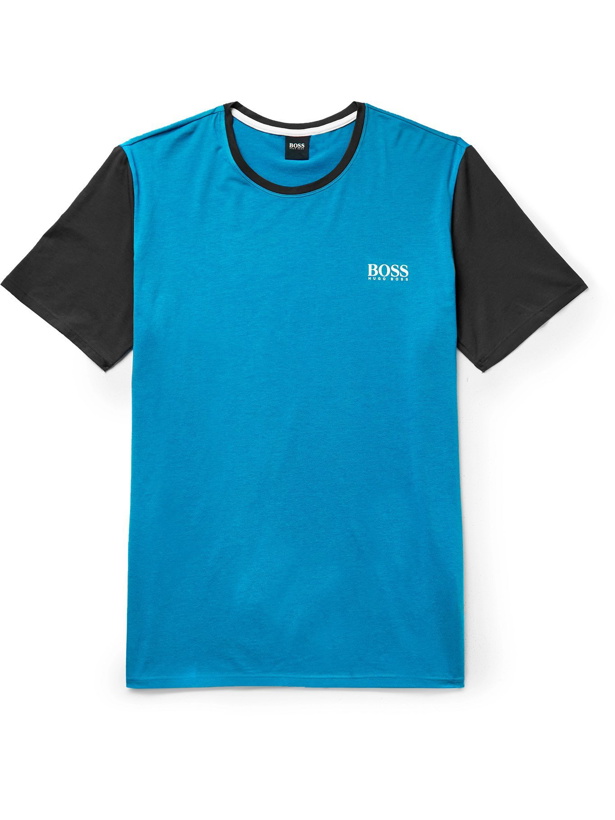 Photo: HUGO BOSS - Stretch Cotton and Modal-Blend Jersey Pyjama T-Shirt - Blue - S