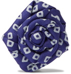Charvet - Printed Silk-Faille Flower Lapel Pin - Blue