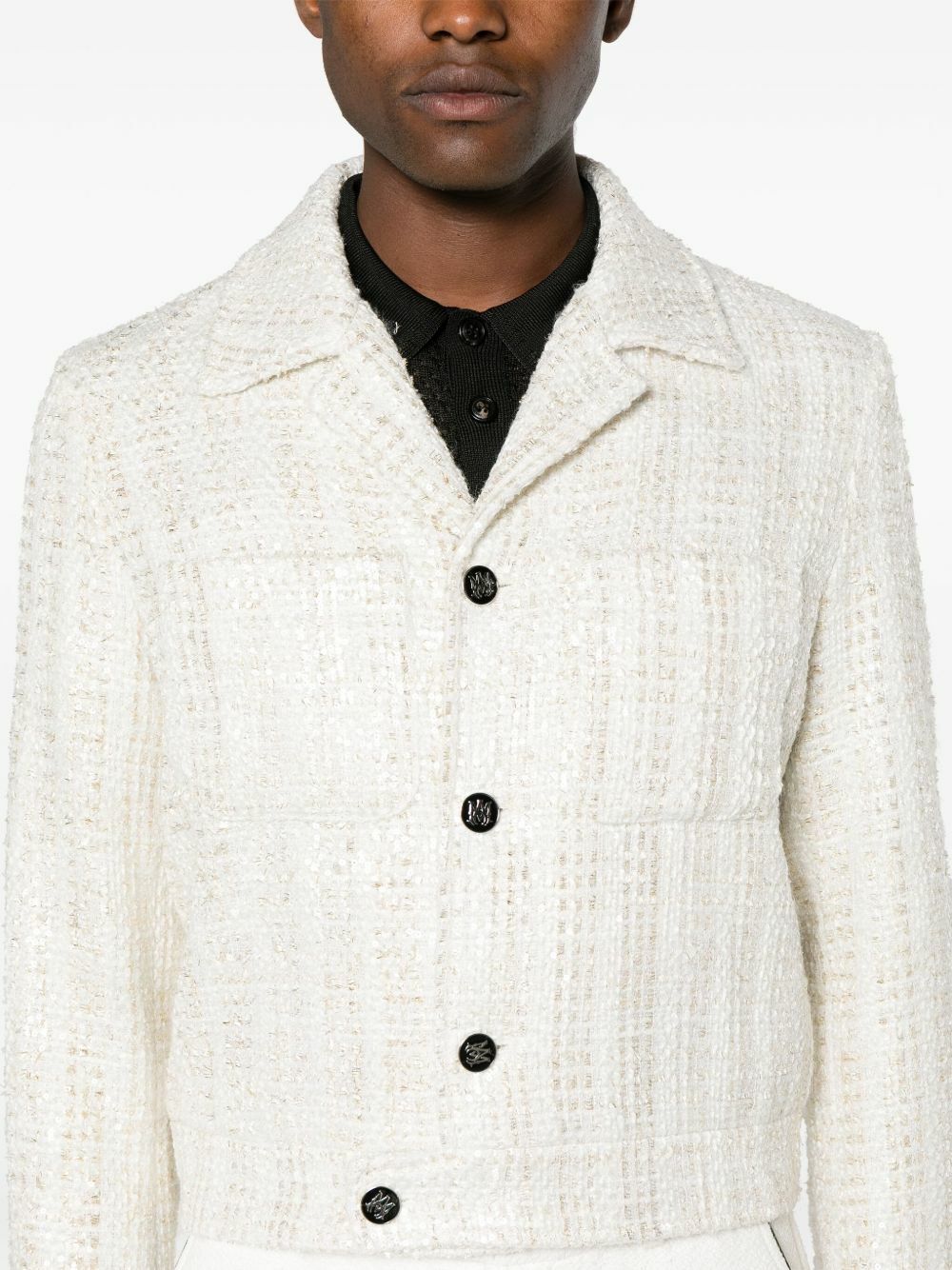 AMIRI（アミリ）中キルティング ツイード ジャケット ホワイト AMIRI White Sequinned Bouclé Jacket Amiri
